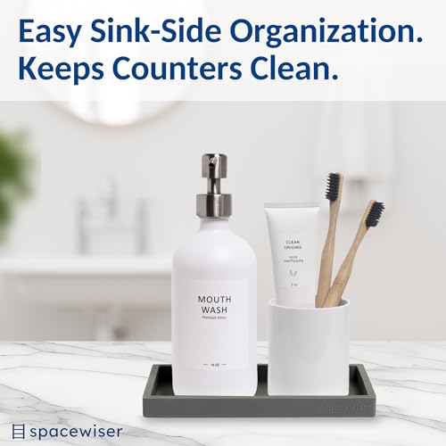 Spacewiser Countertop & Vanity Silicone Tray - Small 7.7" Kitchen Soap Tray | Kitchen Sink Soap Tray, Dish Soap Tray for Kitchen Counter, Bathroom Tray, Silicone Soap Dispenser Tray & Sponge Holder - color: Modern Gray, size: Small 7.7”