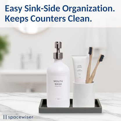 Spacewiser Countertop & Vanity Silicone Tray - Small 7.7" Kitchen Soap Tray | Kitchen Sink Soap Tray, Dish Soap Tray for Kitchen Counter, Bathroom Tray, Silicone Soap Dispenser Tray & Sponge Holder - color: Modern Gray, size: Small 7.7”