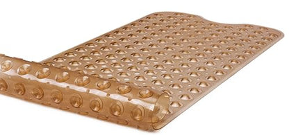 Extra-Long Non-Slip Bathtub & Shower Mat 39”x16” (Smooth/Non-Textured Tubs Only) Safe, Clean, Machine-Washable, Superior Grip&Drainage, Vinyl, Transparent Brown - color: Transparent Brown, size: 39" x 16" (Rectangular)