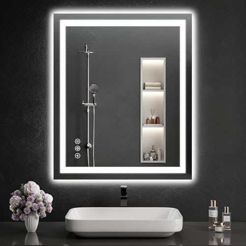 30"x36" LED Bathroom Mirror with Lights, Dimmable, Anti-Fog, Lighted Bathroom Vanity Mirror for Wall, Backlit + Front Lit, Memory Function, Shatter-Proof, Tempered Glass - size: 36"L x 30"W