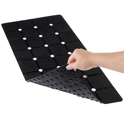 Bathtub Mat 15" x 28" – Non-Slip Foldable Tub Mat with Strong Suction Cups & Large Drain Holes, Durable & Eco-Friendly, for Smooth Surfaces, Ideal for Seniors, Adults, Black - color: Black