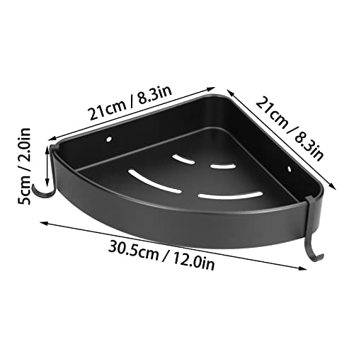 Shower Shelf Wall Mounted Triangular Corner Shelves Storage Rack Organizer for Home Bathroom Rest Room Black Aluminum Alloy Rust Proof Durable