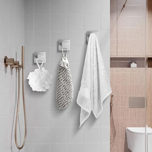 Brushed Nickel Towel Hooks for Bathrooms, Heavy Duty 33 Lbs Wall Mounted Stainless Steel Modern Hook, 4 Pack – Ideal for Hanging Towels, Robes, Coats, in Kitchen, Bedroom, Bathroom, or Hotel - color: Brushed Nickel