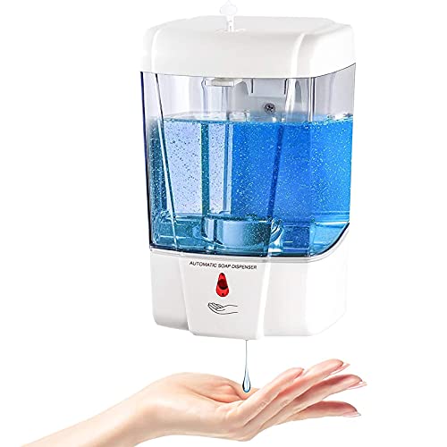 interhasa! Soap Dispenser, Touchless Hand Sanitizer Dispenser Wall Mount Automatic Kitchen Soap Dispenser for Commercial Home, Office, 600ml/20oz - color: White