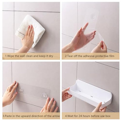 Resdenio Wall Mount Shower Caddy Hanging - No Drill Bathroom Shelves with Self Adhesive Tape, Shower Organizer and Storage Shelf for Bathroom, Kitchen, Utility Room (long basket)
