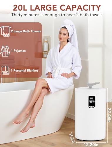 Electactic Towel Warmer, 20L Large Towel Warmers Bucket for Bathroom & Spa, With Timer & Reservation Function, 3 Temperature Adjustable, LCD Screen, Fits Blankets, Bathrobes, PJ's for Home, Gym, Salon - style: LCD Display+Detachable Lid