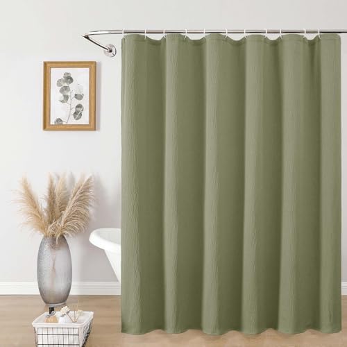 Aiyufeng 3D Textured Green Shower Curtain for Bathroom, Fabric Shower Curtain Soft Cloth & Hotel Spa Quality, Luxury Boho Bathroom Curtains, Machine Washable, Green, 72x72 Inches - color: Green, size: 72"W x 72"L (Pack of 1)