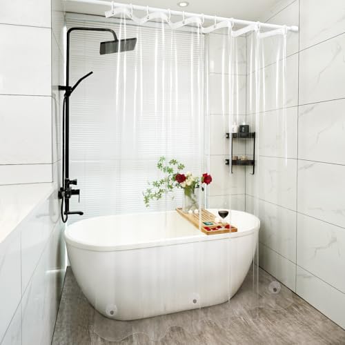 Seenus Waterproof Clear Shower Curtain Liner with 3 Large Magnets, 60 x 72 inch Bpa-Free PEVA 8G Plastic Shower Liner Weighted, Transparent Bathroom Shower Curtain for Walk-in - color: Clear, size: 60"W x 72"L (Pack of 1)