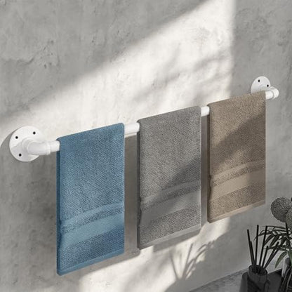 Industrial Pipe Towel Rack Towel Bar, Heavy Duty Wall Mounted Rustic Farmhouse Bath Towel Holder for Bathroom (White, 28 inch) - color: White, size: 28 inch