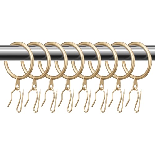 Hotop 30 Pcs Metal Drapery Curtain Rings 0.98/1.26/1.65 inch Interior Diameter and 30 Pcs Hanging Curtain Drapery Pin Hooks for Window Door Shower(Champagne Gold,42mm) - color: Champagne Gold, size: 42 mm