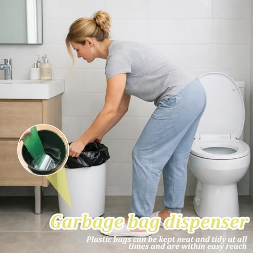 Trash Can Liner Dispenser 2PCS | For Kitchen Bathroom Toilet Storage, Garbage Bag Holder with Self-Adhesive Mount, Durable PP Material, Space-Saving Design