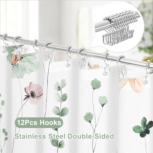 Long 3 in 1 Shower Curtain Set, 54x78 | Long 3 in 1 Shower Curtain Set, PEVA Liner Set & 12 Double Sided Steel Hooks, Waterproof Fabric Bathroom Curtain 54x78 - color: Sage Green, size: 54"W x 78"L (Pack of 1)