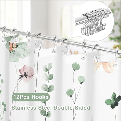 Long 3 in 1 Shower Curtain Set, 54x78 | Long 3 in 1 Shower Curtain Set, PEVA Liner Set & 12 Double Sided Steel Hooks, Waterproof Fabric Bathroom Curtain 54x78 - color: Sage Green, size: 54"W x 78"L (Pack of 1)