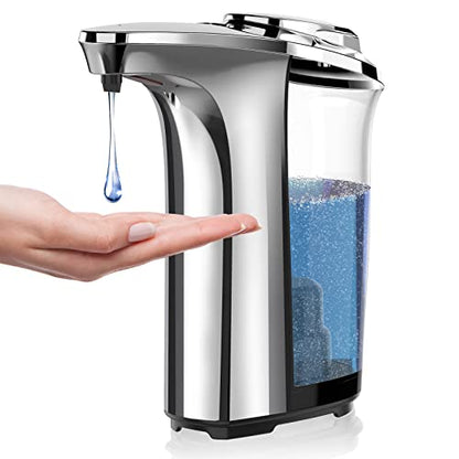 PZOTRUF Automatic Soap Dispenser, Touchless Dish Soap Dispenser 17oz/500ml with Infrared Sensor, 5 Adjustable Soap Dispensing Levels, Liquid Hand Dispenser for Bathroom Kitchen Sink (Silver) - color: Silver
