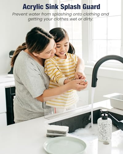 Acrylic Sink Splash Guard, Highly Transparent Fixed Splash Guard for Kitchen Island & Bathroom（23.6"L x 1.6"W x 4.7"H） - size: 23.6″
