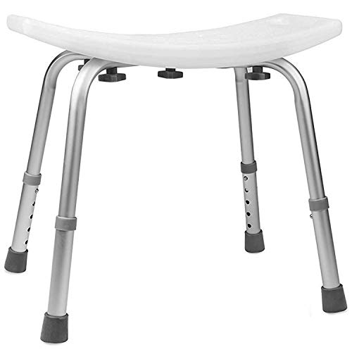 DMI Shower Chair Bath Seat for Tub or Shower Bench for Inside Shower, Made of Non Slip Aluminum with Plastic Seat, No Tools Needed, Adjustable Height, Holds Weight up to 300 Pounds, Bath Bench, White - style: Without Back