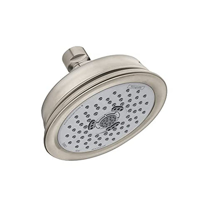 hansgrohe Croma 100 Classic 5-inch Showerhead Low Flow Classic 3-Spray Full, Pulsating Massage, Intense Turbo Water Saving with QuickClean in Brushed Nickel, 04751820 - color: Brushed Nickel
