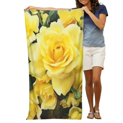 Yellow Rose Bath Towel Super Absorbent Beach Towels Microfiber Bathroom Towel 32 x 52 Inch - color: Yellow Rose