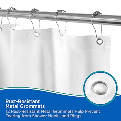 Kenney KN61469 Medium Weight 5 Gauge Extra Long Waterproof PEVA Shower Curtain Liner with Rust-Resistant Metal Grommets and Weighted Magnetic Hem for Bathroom, 70" W x 78" H, White - color: White, size: 70"W x 78"L (Pack of 1)