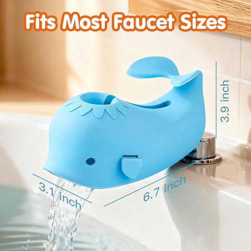 Skyroku Toddler Faucet Extender & Blue Bathtub Spout Cover, Sink Extender with Temperature Sensor for Bathroom Sinks, Kitchen, Bathtubs, Bundle and Save! - color: BrownBlue