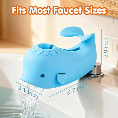 Skyroku Toddler Faucet Extender & Blue Bathtub Spout Cover, Sink Extender with Temperature Sensor for Bathroom Sinks, Kitchen, Bathtubs, Bundle and Save! - color: BrownBlue