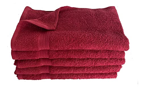 16X27 Salon Hand Towels Colors (12Pack-36Pack- 60Pack-120Pack) 100% Cotton for Hair Salons, Nail Salons, Tanning Salons, Golf Course (Burgundy, 12) - color: Burgundy