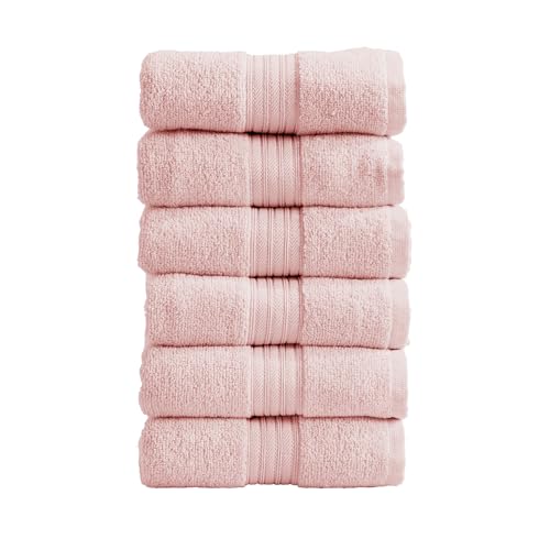 Great Bay Home Hand Towels - 100% Cotton 6 Pack 26x16 Hand Towel Set - Lightweight, Absorbent, Quick-Dry Towels for Bathroom (Pink) - color: Solid - Pink, size: Hand Towel (Pack of 6)