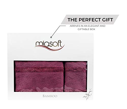 Miasoft Iren 100% Rayon Derived from Bamboo Towel Set – Soft and Washable Turkish Bath Towels for Hands, Face and Hair – Set of 2 in Gift Box - Deseret Red