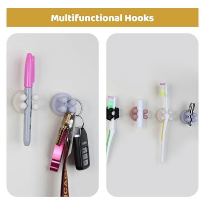 Mindful Design Razor Holder - 4Pcs Self Adhesive Silicone Toothbrush Holders Wall Mounted to Mirror for Shower Hanging Towel, Functional Waterproof Hook for Bathroom Kitchen Living Room Office