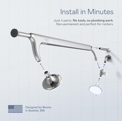 BOONA Tandem Shower as seen on Shark Tank | Dual Shower Head for Couples | King Krome, One Showerhead - color: King Krome, size: One Showerhead