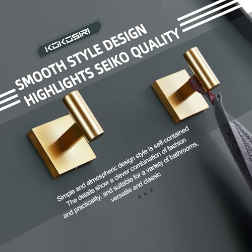 KOKOSIRI Robe Hooks Bathroom Towel Coat Hook for Bath Kitchen Wall 2 Pack Brushed Gold Stainless Steel B1013BG-P2 - color: Brushed Gold, size: 2 Pack