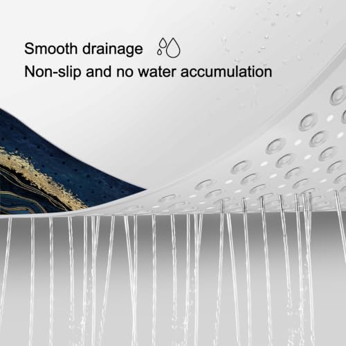 LNOND Marble Bath Tub Mat Non Slip, Extra Long 40 X 16 Inch Anti Slip Mat for Bathtub, Blue Luxury Marble Shower Mat with Drain Holes and Suction Cups, Machine Washable - color: Green Gold Marble