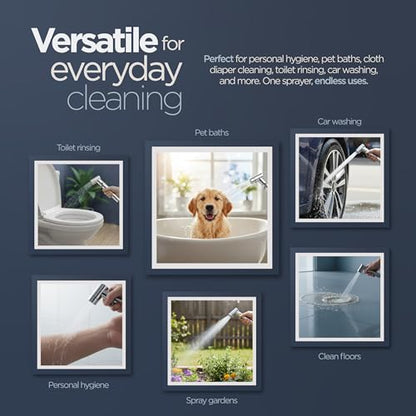 Bidet Sprayer for Toilet | Handheld Bidet Shattaf Toilet Spray | Bathroom Baby Cloth Diaper Sprayer | Support Wall or Toilet Mount - color: Chrome