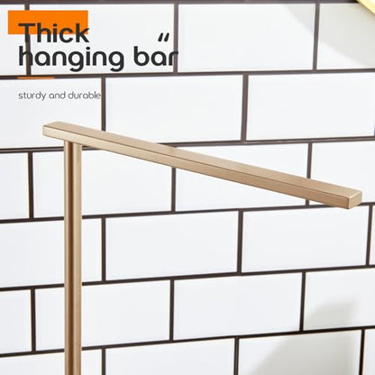 Hand Towel Bar for Bathroom Vanity Countertop 1-Tier Towel Holder Free Stand with Heavy Marble Base Thicken Steady, Champagne Bronze Stainless Steel AN7002CPG - color: Champagne Bronze, size: 1-Bar