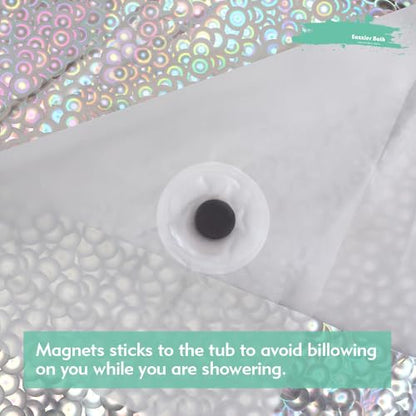 Holographic 3D EVA Shower Curtain Liner Circle, 72x72 Premium Clear Plastic Bathroom Shower Curtain with Rustproof Metal Grommets for Shower Stall, Bathtubs - color: Holo - Circle, size: 72"W x 72"L (Pack of 1)
