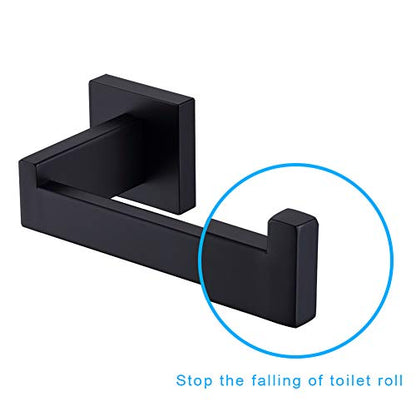 TASTOS Toilet Paper Holder Matte Black, Toilet Tissue Roll Holders Dispenser and Hangers Wall Mounted for Bathroom & Kitchen, Stainless Steel Modern Square Style 2 Pack - color: Matte Black, size: Square (2 pack)