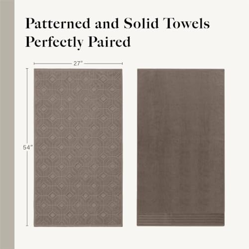 Modern Threads 6 Piece Cotton Bath Towel Set – Ultra Soft 550 GSM Towels – Bathroom Set with Hand Towels and Washcloths – Geometric (Classic Taupe) - color: Classic Taupe, style: Geometric