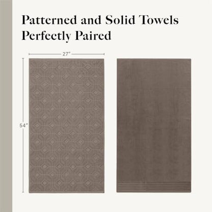 Modern Threads 6 Piece Cotton Bath Towel Set – Ultra Soft 550 GSM Towels – Bathroom Set with Hand Towels and Washcloths – Geometric (Classic Taupe) - color: Classic Taupe, style: Geometric