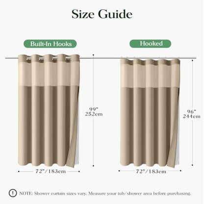 Beige Hook Free Waffle Shower Curtain & Snap-in Fabric Liner,72x99 | Less Time to install, 3 in 1 Fabric Shower Curtain and Liner Set with Magnets, Extra Long, Shower Curtains for Bathroom - color: B Beige, size: 72"W x 99"L (Pack of 1)