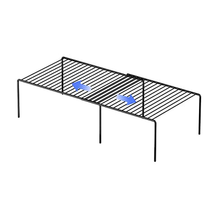Redrubbit Expandable Shelf Rack, Rustproof Metal Storage Organizer for Kitchen, Fridge, Bathroom, Black - color: Black