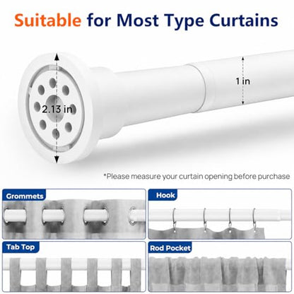 ALLZONE Adjustable Tension Curtain Rod, 42 to 78 Inches, Spring Loaded Curtain Rods No Drilling, Renter Friendly Tension Rod for Windows, Shower, Closet, No Drill, Non-Slip, White - color: White, size: 42-78 Inches