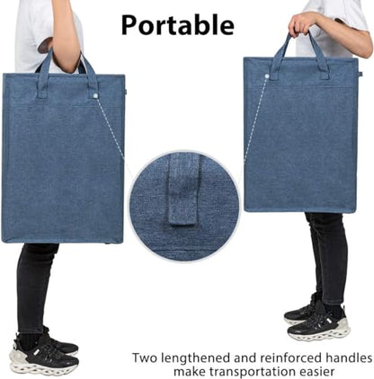 Narrow Laundry Hamper, Skinny Laundry Basket, 45L Blue, 21" | Slim Laundry hamper for Small Spaces laundry bag with handle, Foldable clothes hampers for laundry basket organizer - color: Denim Blue