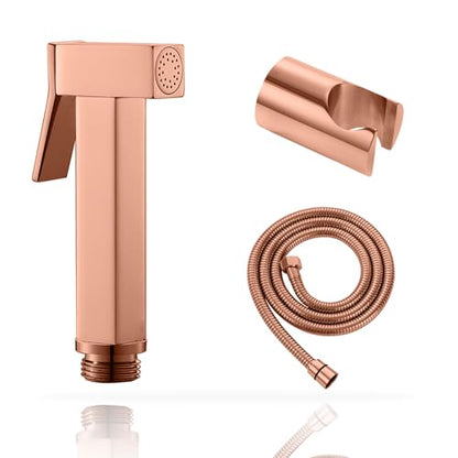 Handheld Bidet Sprayer for Toilet, Cloth Diaper Sprayer with Wall Mounts (ABS) and Hand Held Bidet Bathroom Hose (Stainless Steel), Jet Spray for Toilet, Muslim Shower, Easy to Install (Rose Gold) - color: Rose Gold