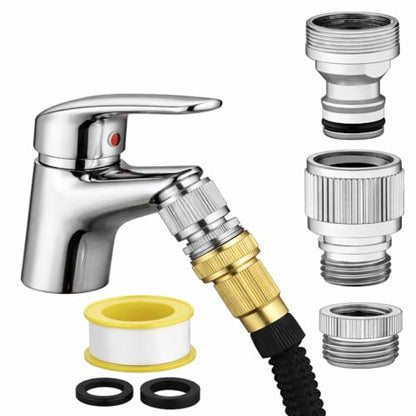 Sink Faucet Quick Connector - Faucet to Hose Adapter for Kitchen/Bathroom Connect Shower Hose, Garden Hose, Portable Washing Machine, Pet Bathing Durable Chrome Finish (Faucet Adapter) - size: Faucet Adapter