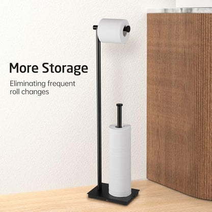 KES Toilet Paper Holder Stand with Weighted Base, Matte Black, 29.5" H | SUS304 Stainless Steel, Rustproof, Anti-Slip Pads, Fits Most Household Rolls, Easy Assembly, Bathroom, Modern Design - color: Matte Black