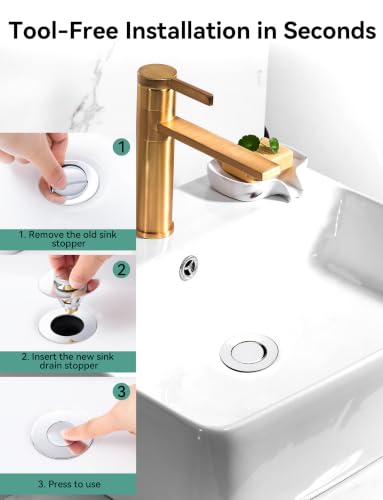 Bullet Core Bathroom Sink Stopper, 1 Pack Universal Pop-Up Drain Plug Fits 1.1–1.5 Inch US Standard Sinks