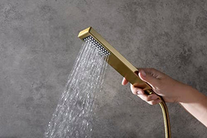 Cascada Digital 12” Wall Mounted Shower System with Single Handle & LCD Display, 3 Functions (Rainfall, Body jets & Handheld) (Polished Gold) - color: Polished Gold