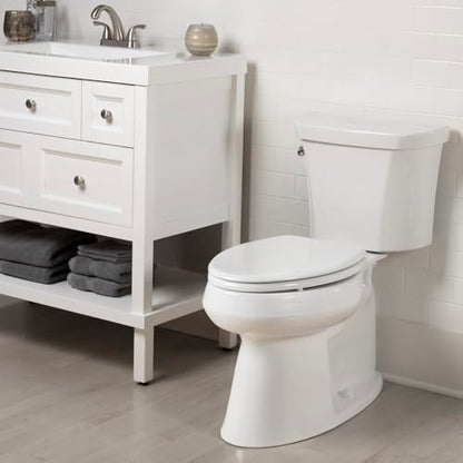 Bemis Ashland Modern Wood Toilet Seat with Decorative Edge, Slow Close, Secure Hinges, Made in USA, Elongated, White - size: Elongated