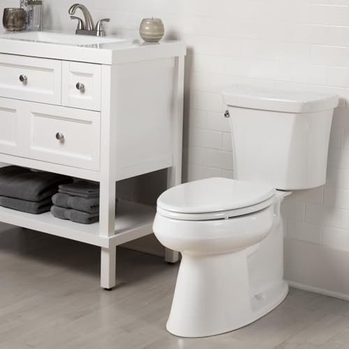 BEMIS 600E4 000 Ashland Toilet Seat with Slow Close, Never Loosens and Provide the Perfect Fit, ROUND, Enameled Wood, White - size: Round