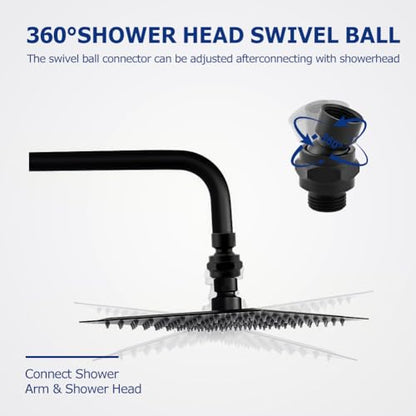 Shower Head Swivel Adapter, Adjustable Pivot Ball To Adjust Showerhead Angle, Universal All Metal Shower Arm Extension Connector, Showering Components(COLOR:Matte Black) - color: Matte Black